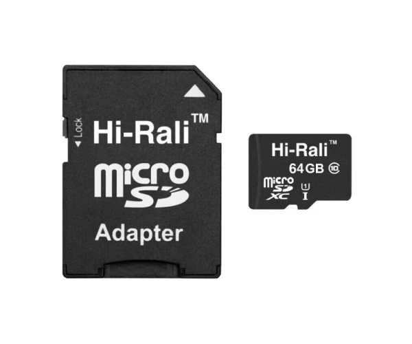 Карта памяти Hi-Rali MicroSDXC&Adapter UHS-1 Class 10 64Gb Black