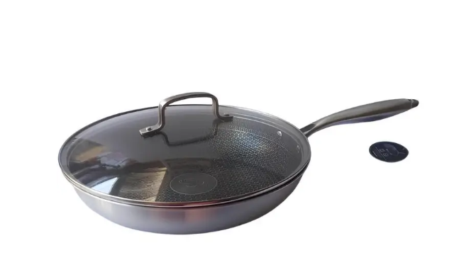 Сковорода зі скляною кришкою Bohmann з нержавіючої сталі з стільниковою структурою 22 см (BP 4000-22) - фото 3