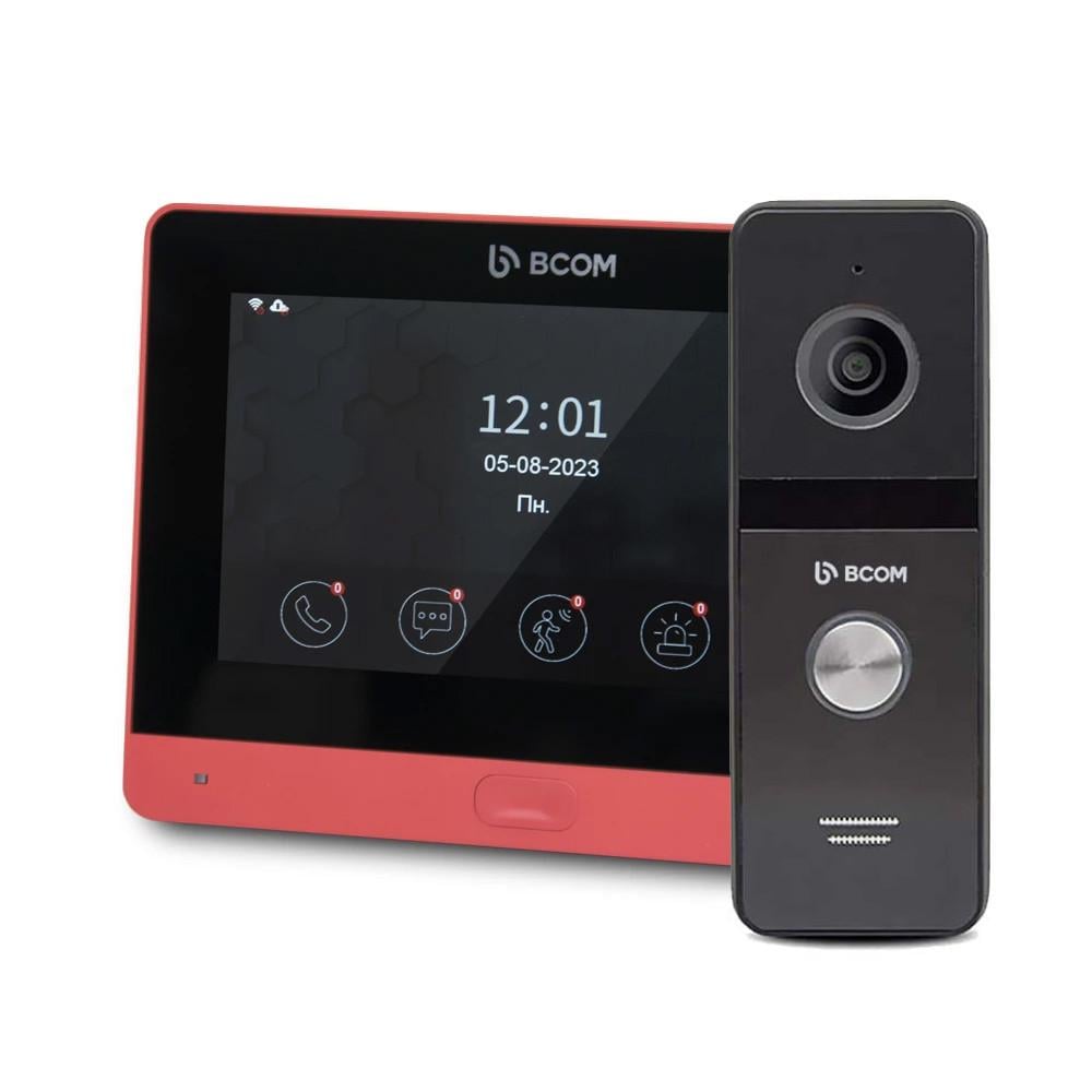 Комплект Wi-Fi видеодомофона BCOM BD-760FHD/T с BT-400FHD 7" с поддержкой Tuya Smart Red/Black (3094087720)