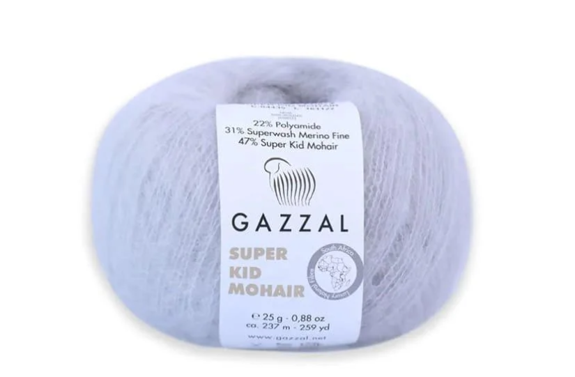 Пряжа Gazzal Super Kid Mohair 64435 Світло-сірий