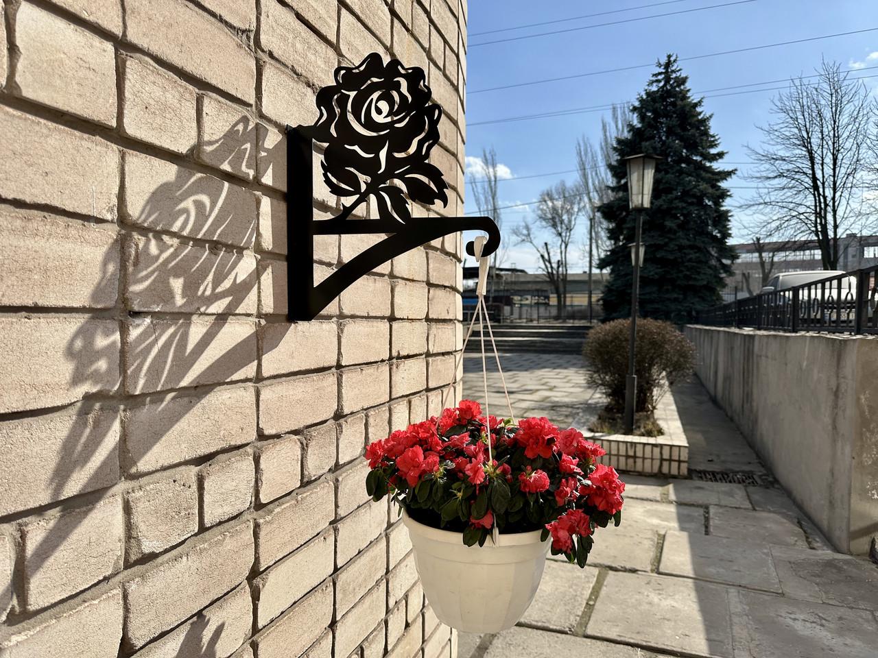 Кронштейн Роза для кашпо с цветами метал Черный (М016) - фото 5