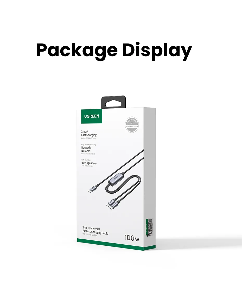 Кабель UGREEN US561 PD 100W 5A USB-C to 2хUSB-C для швидкого заряджання 1,5 м Grey (35087) - фото 14 Кабель UGREEN US561 PD 100W 5A USB-C to 2хUSB-C для швидкого заряджання 1,5 м Grey (35087) - фото 14