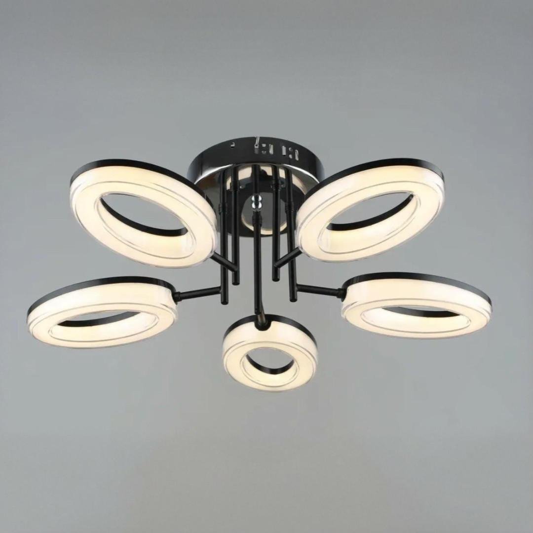 Люстра светодиодная Sirius 35W 3000-6500К Черный/Хром (B YH1100/5 BK+CH)