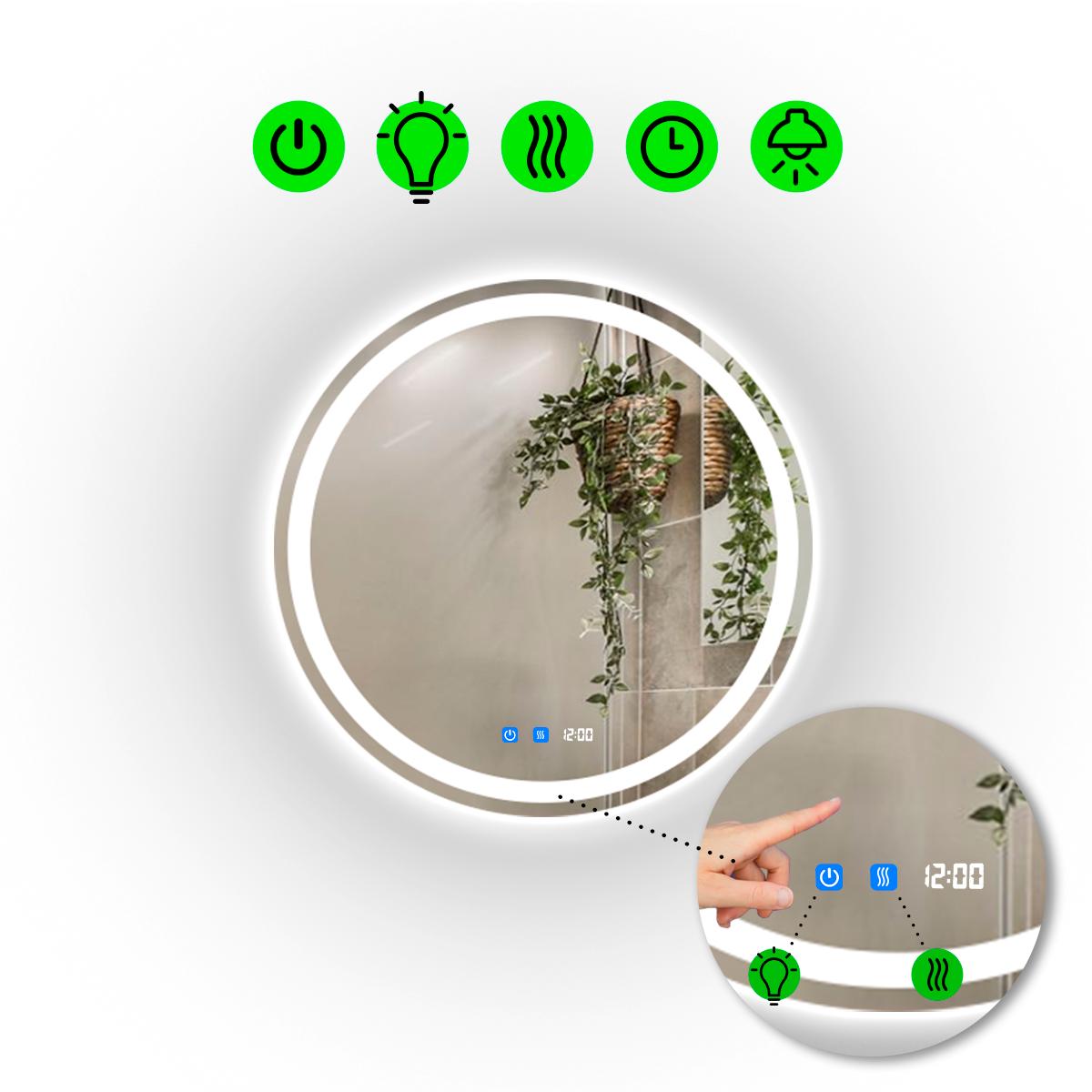 Зеркало с LED подсветкой Amica с двумя сенсорами и часами 80x80 см (Amica/800x800/5191/22/1)