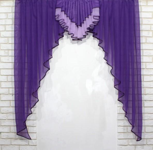 Занавеска ламбрекен шифон 150х170 см Фиолетовый/Сиреневый (028к) Занавеска ламбрекен шифон 150х170 см Фиолетовый/Сиреневый (028к)