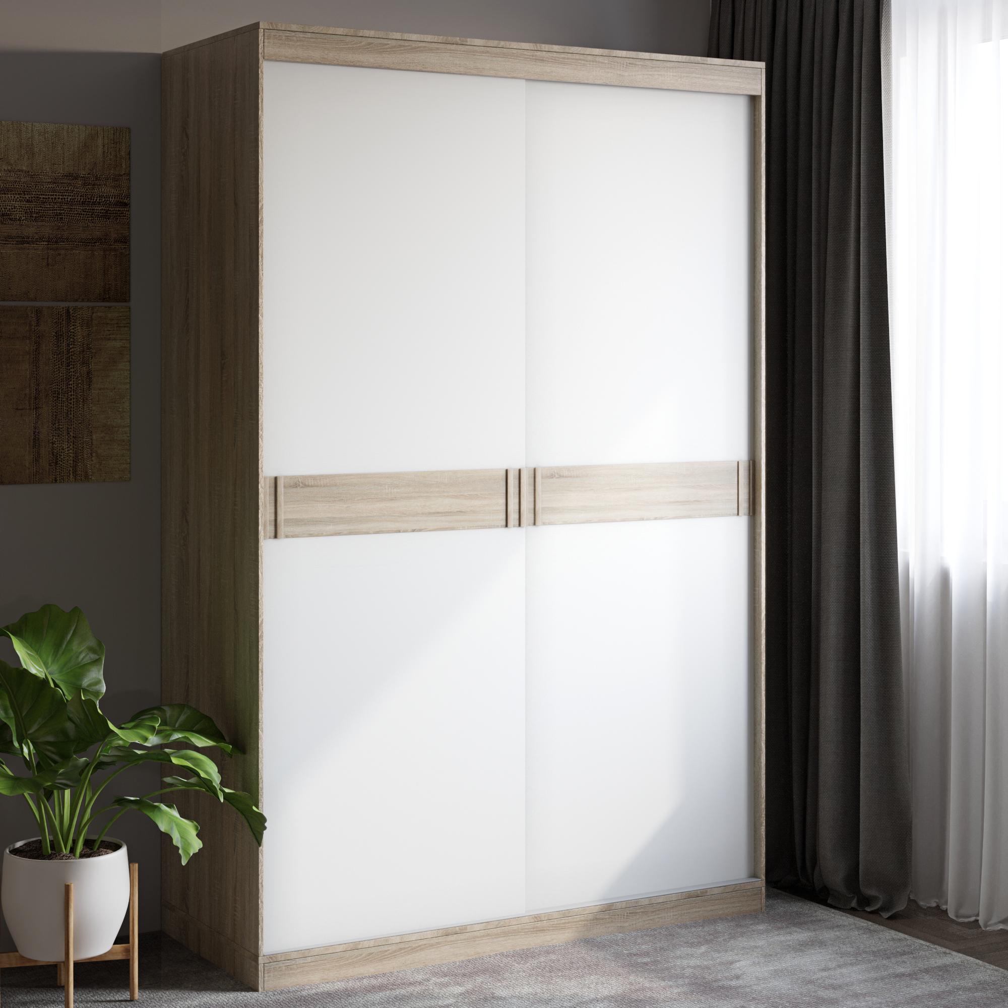 Шафа-купе Еверест Соната 1400 дводверна 140х60х217 Дуб сонома/Білий (DTM-2395) - фото 2 Шафа-купе Еверест Соната 1400 дводверна 140х60х217 Дуб сонома/Білий (DTM-2395) - фото 2