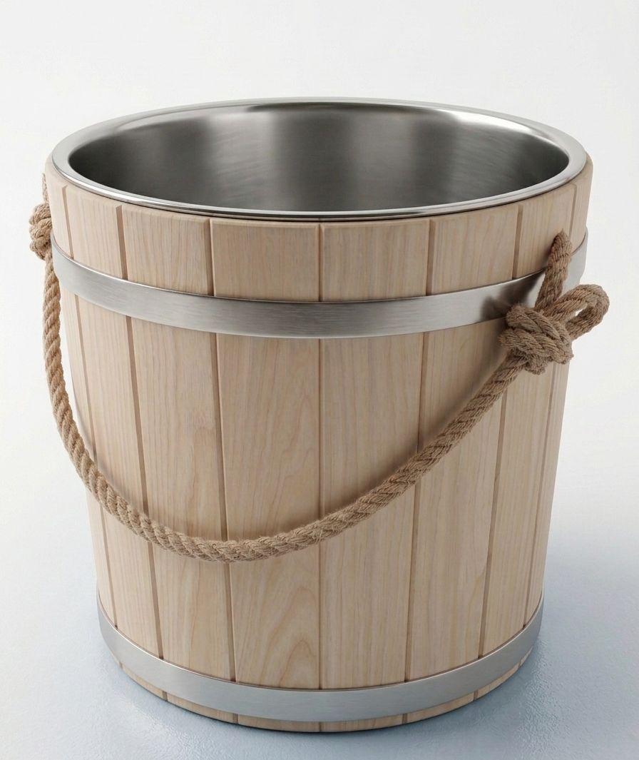 Ведро с нержавеющей вставкой из ясеня 12 л