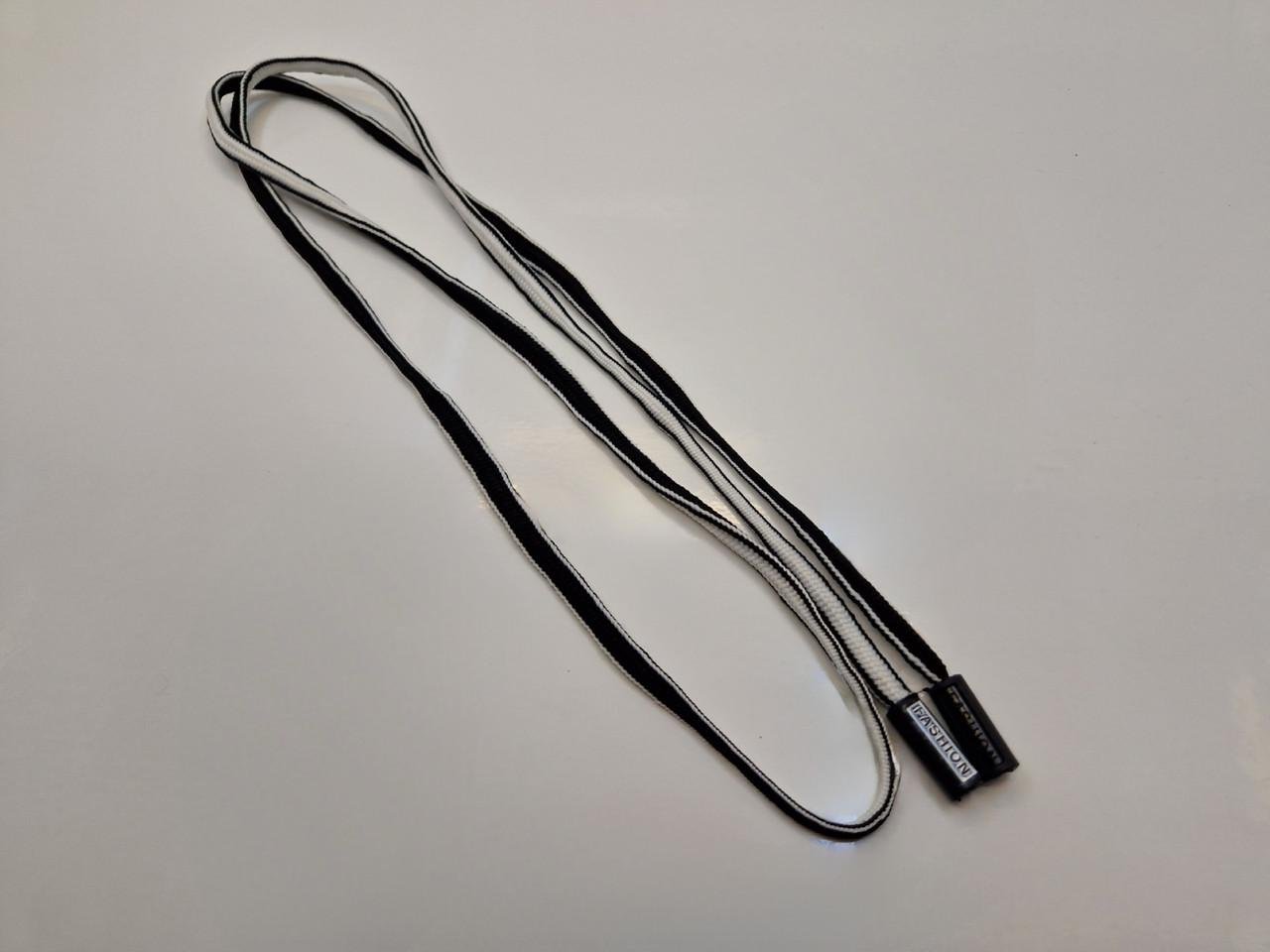 Шнурок Fashion с наконечником и надписью 1,15 м Черно-белый (2186872339)