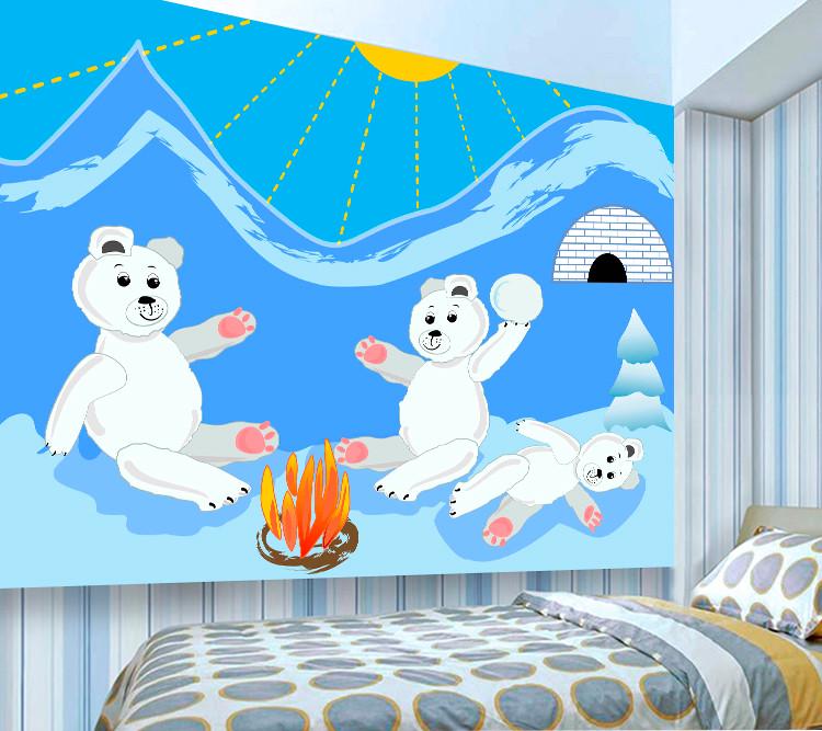 Фотообои 3D для детской комнаты Белые медведи