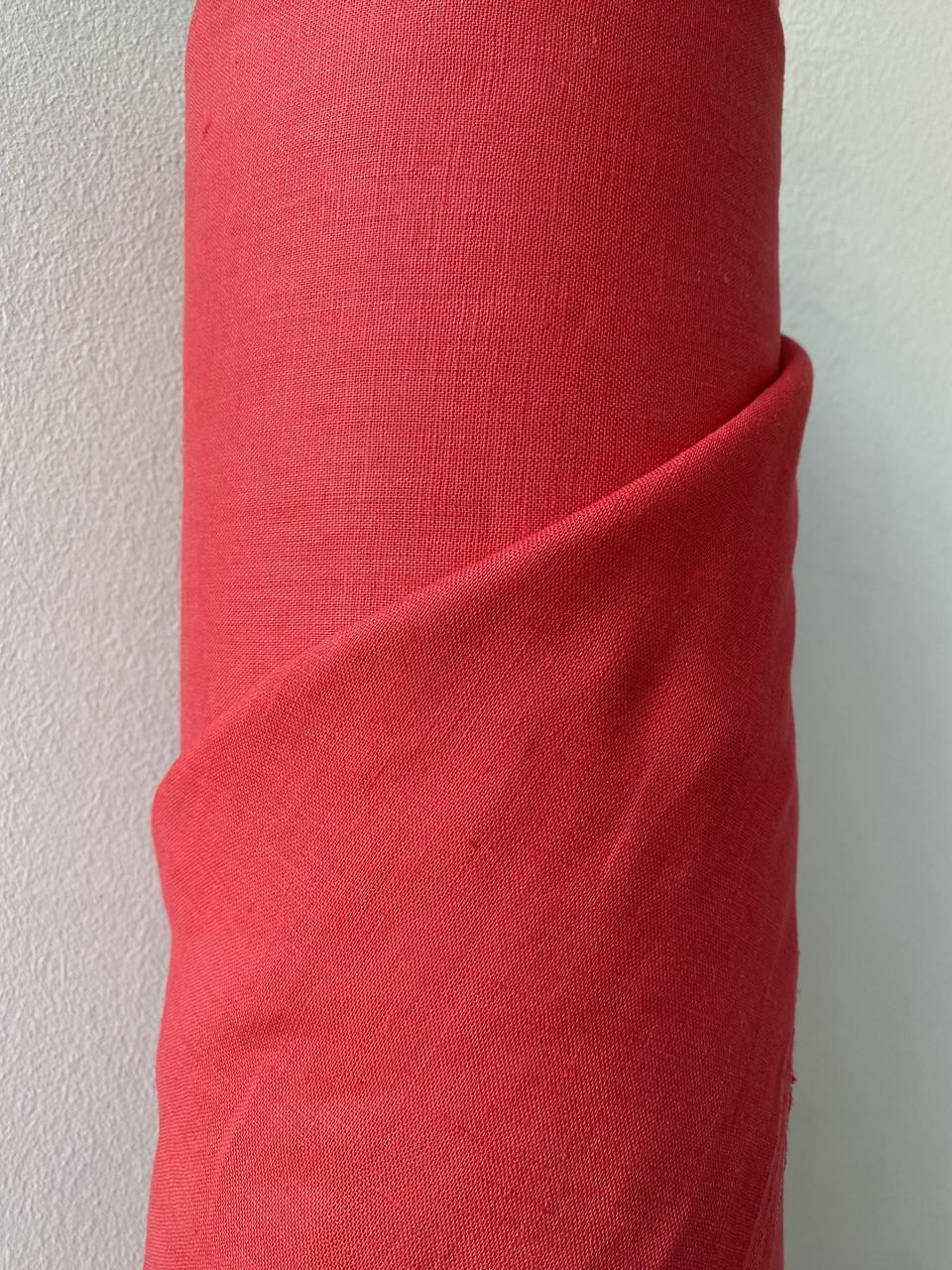 Ткань рубашечно-платьевая LINEN PLUS 100% лен 143 см 1427 Красный - фото 5