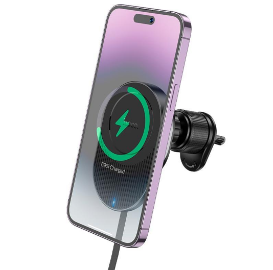 Держатель для телефона Hoco HW12 Guardian Wireless Fast Charging с беспроводной зарядкой 15W Черный - фото 4