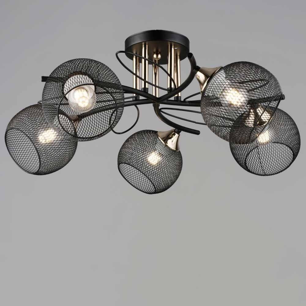 Люстра стельова у стилі лофт Light House SRS-20283/5 BK/FGD Чорний/Золотий