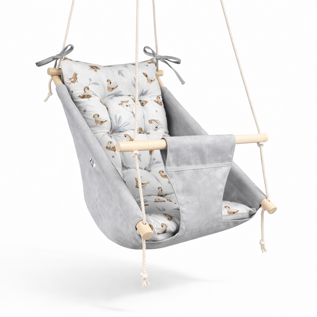 Дитяча гойдалка підвісна Колиханка водовідштовхувальна з гусенятами мармур Світло-сірий (gs-9045)
