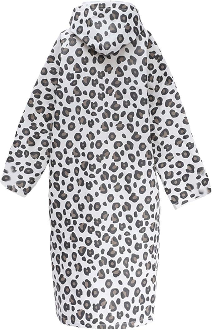 Дощовик багаторазовий Леопардовий на кнопках з капюшоном універсальний Білий (CH-862E) - фото 3 Дощовик багаторазовий Леопардовий на кнопках з капюшоном універсальний Білий (CH-862E) - фото 3