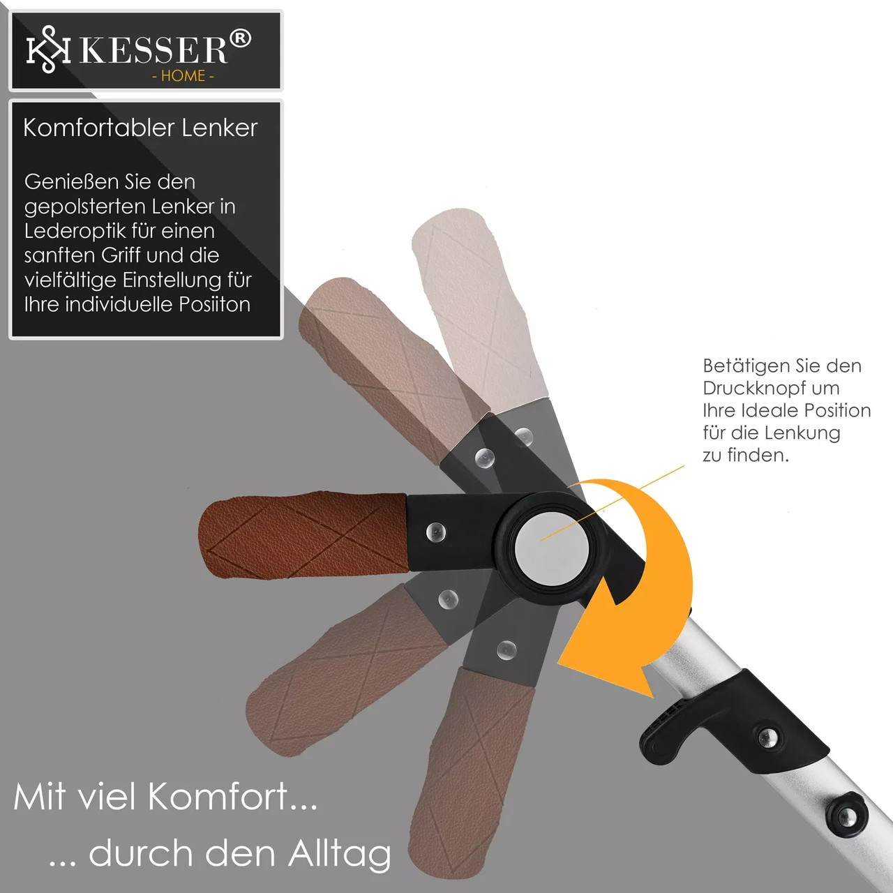 Коляска детская с автокреслом KESSER 3в1 94x64x119 см Серый/Серебряный - фото 5