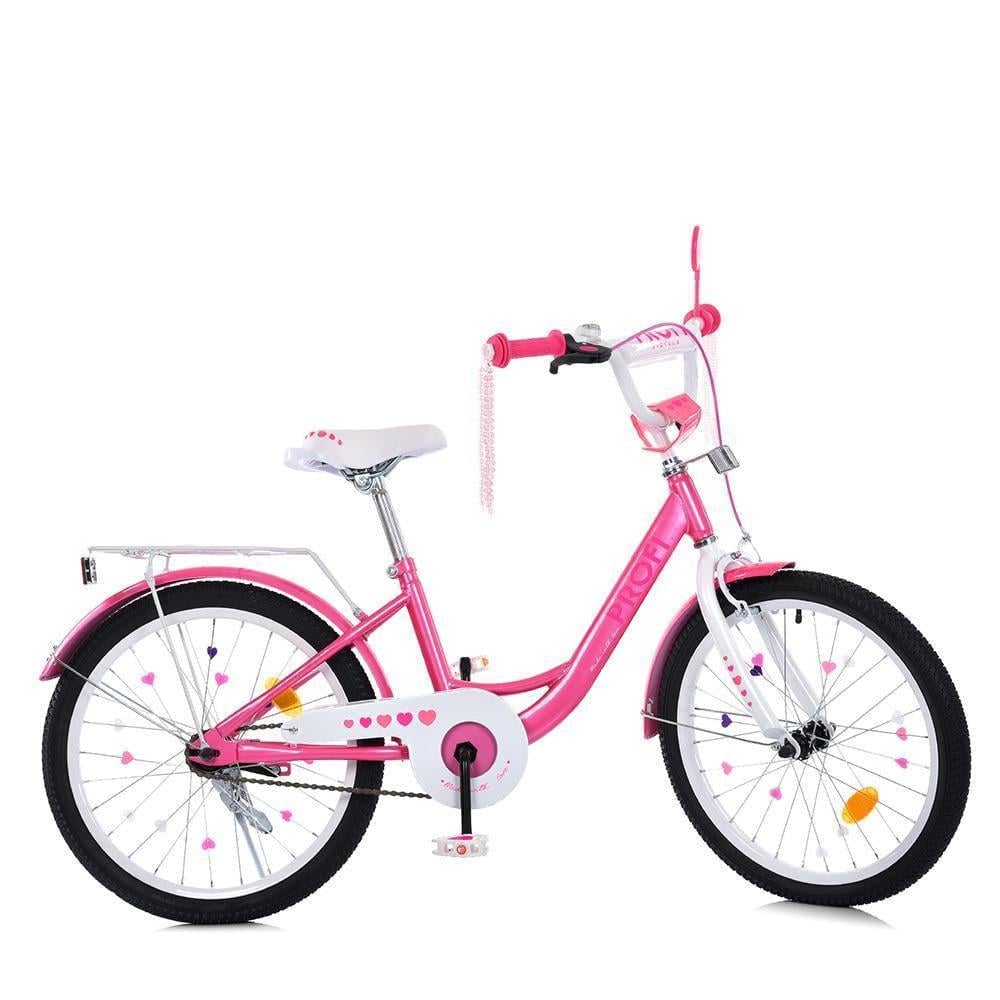 Велосипед для дівчинки PROF1 Princess 20" з багажником Рожевий