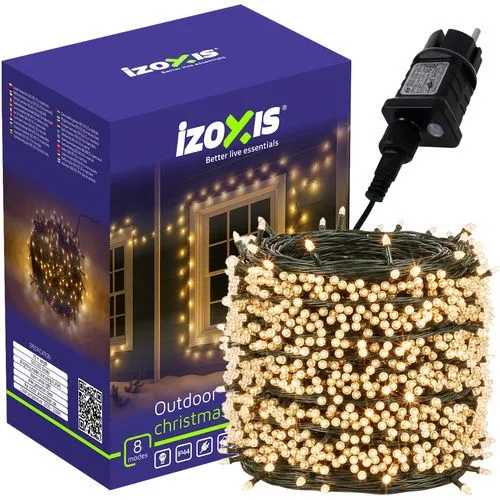 Рождественские огни для елки Izoxis 24898 новогодняя светодиодная 500 LED 35 м теплый белый цвет для дома и улицы 8 режимов