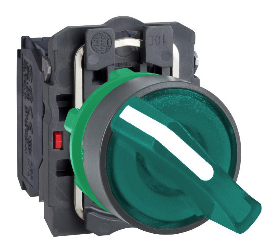 Переключатель IO Schneider Electric Harmony XB5 1NO+1NC 22 мм LED 24V 2 положения Зеленый (XB5AK123B5)