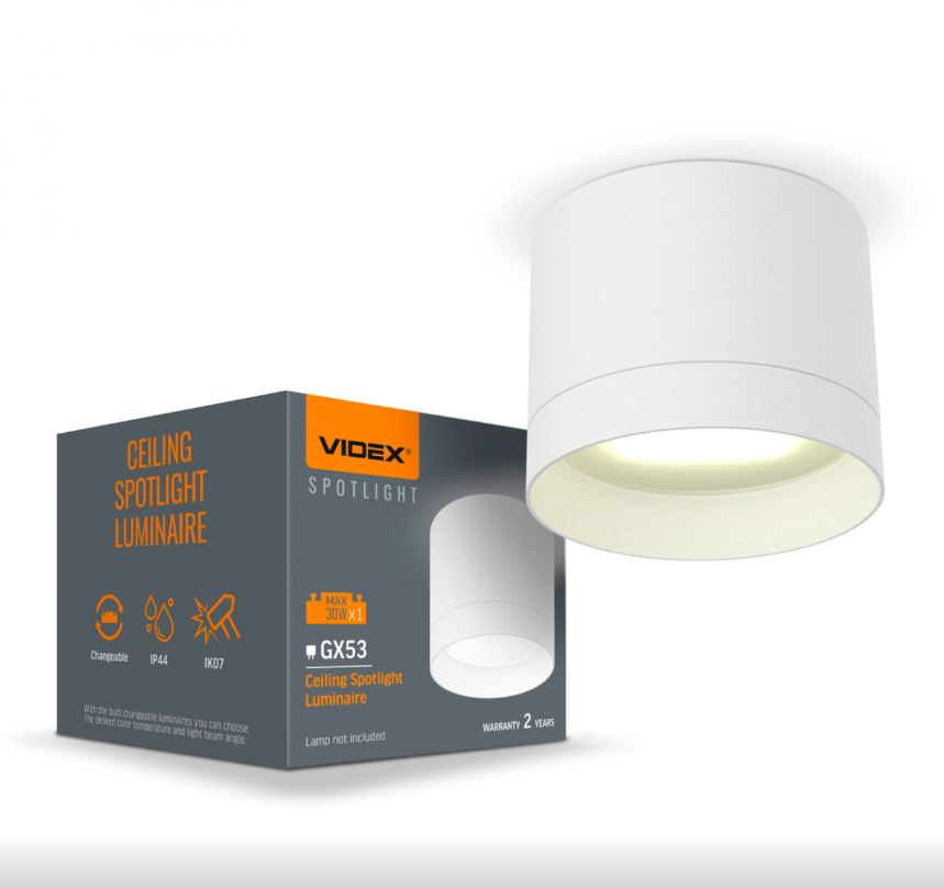 Светильник Videx накладной потолочный GX53 IP44 30W Белый (VL-SPF19A-W)