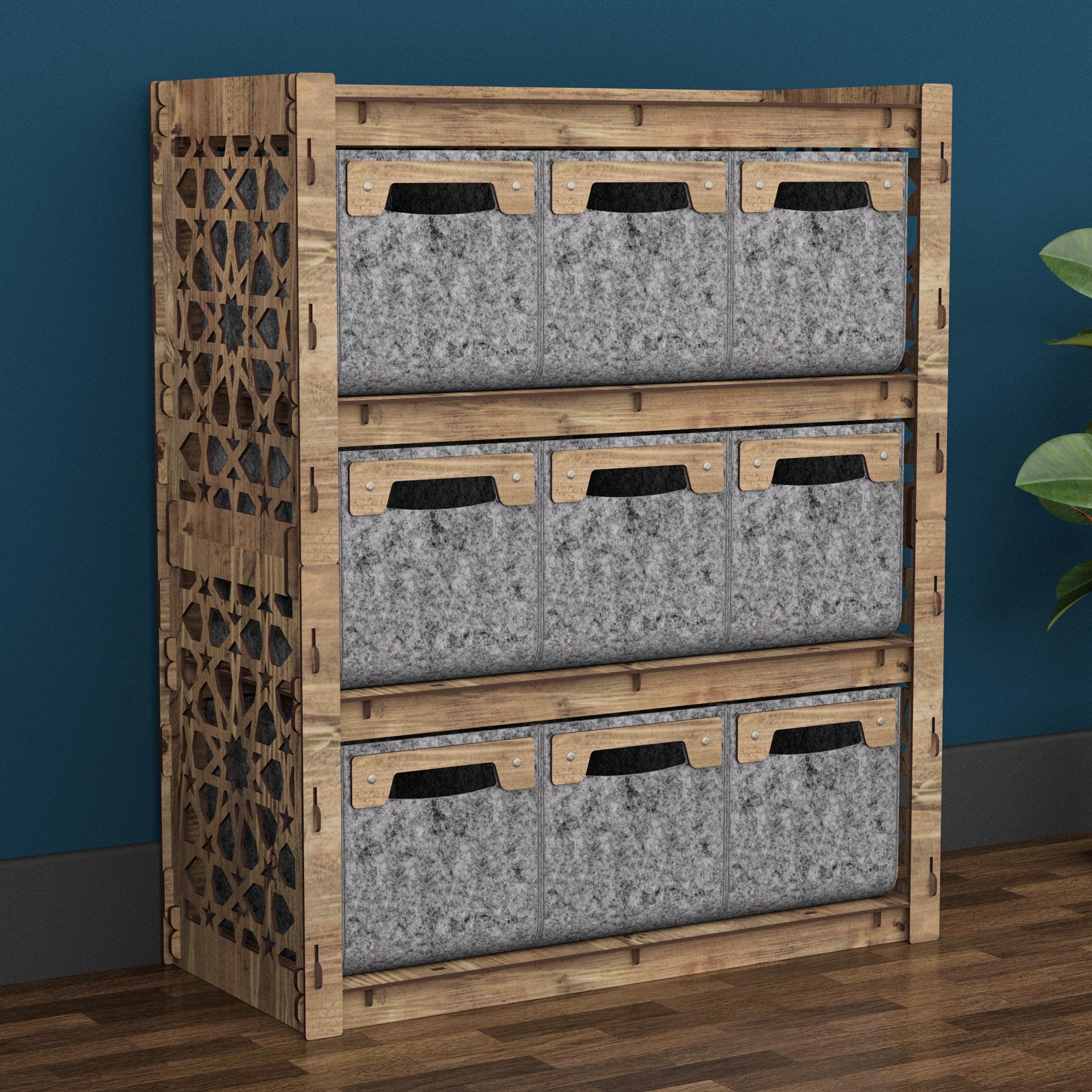 Комод в дитячу з дерева Hexagonica Arabic на 9 шухляд сірі кошики 900х750х345 мм (111470)