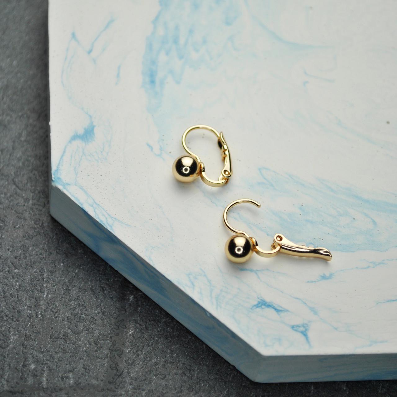 Сережки шарики медицинская сталь позолота 6 мм (x110)