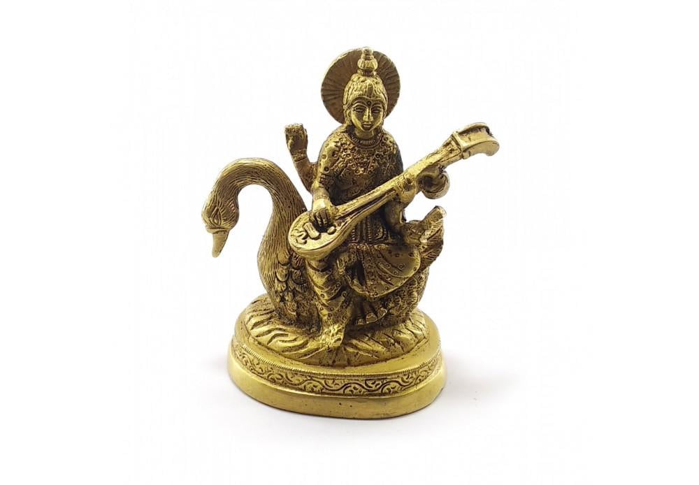 Статуетка Сарасваті на лебеді бронзова 12,5х10х7 см (32347)