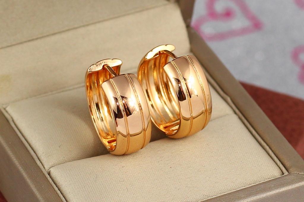 Серьги Xuping Jewelry Кольца с полосками и рисунком 2 см Золотистый (1572592334)