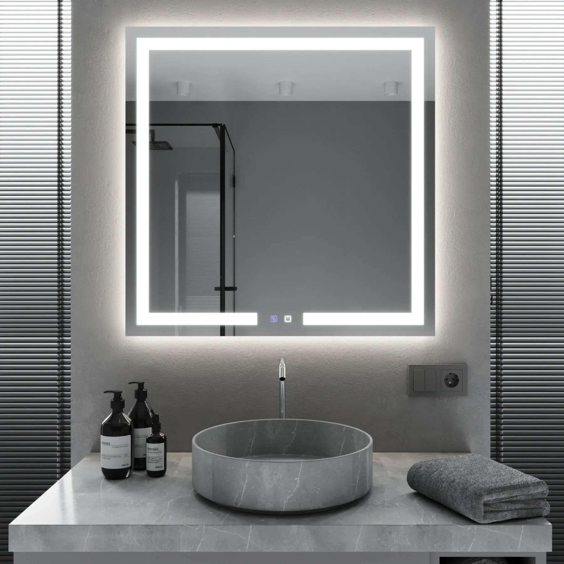 Зеркало для ванной комнаты Mironiks прямоугольное с фоновой и фронтальной LED-подсветкой 1000x800 мм (FR-MRKS-309381)