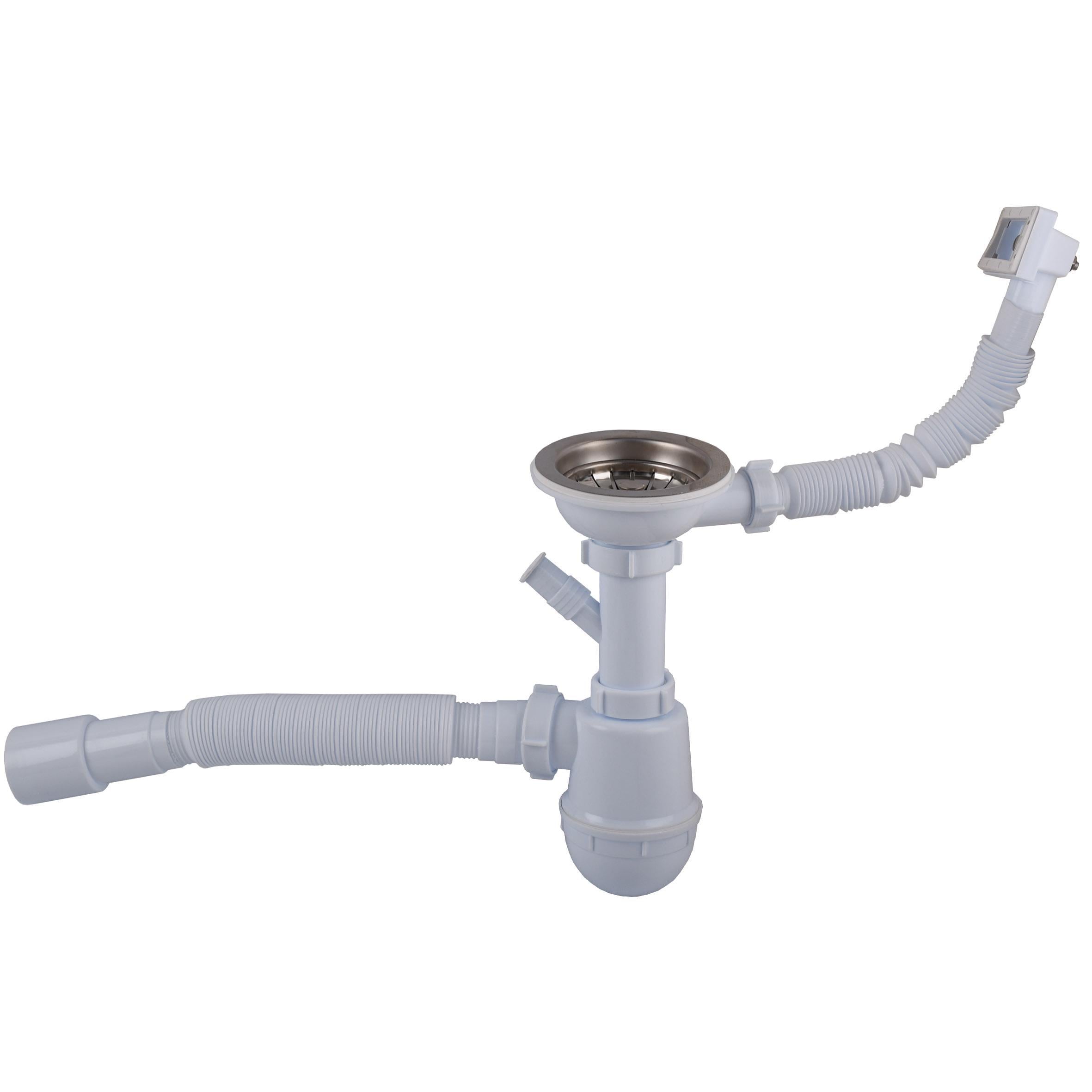 Сифон Optimum OPTI-27343 31/2" х 40 мм с отводом для стиральной машины/с прямоугольным гибким переливом и гибкой трубой 40х40/50 мм (000029704)