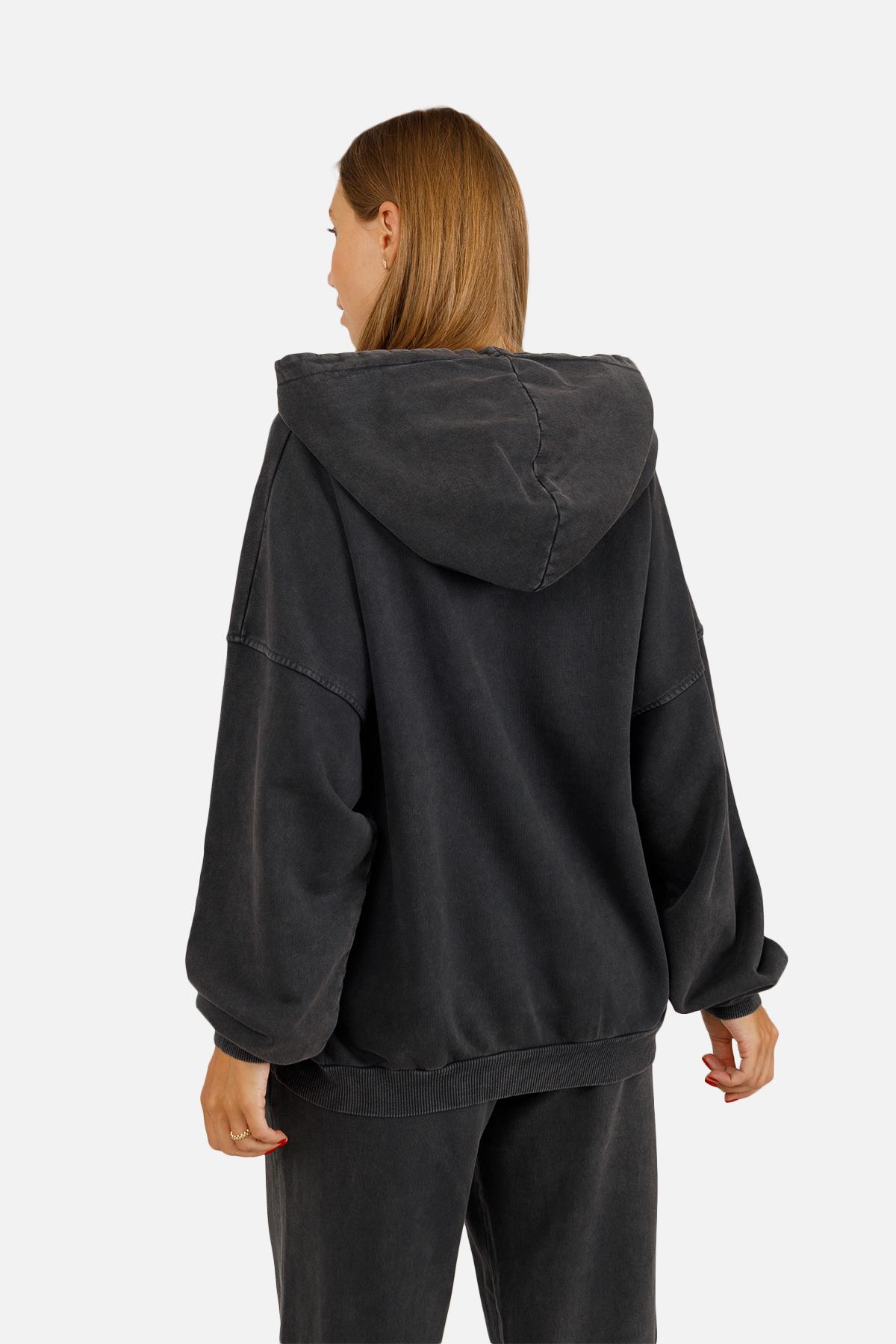 Худі жіноче ЦБ-00257346 р. 46 Темно-сірий (SKT001012737) - фото 4