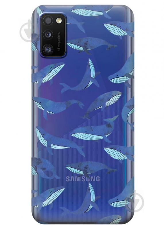 Прозрачный силиконовый чехол iSwag для Samsung Galaxy A41 с рисунком - Киты (KS3084)