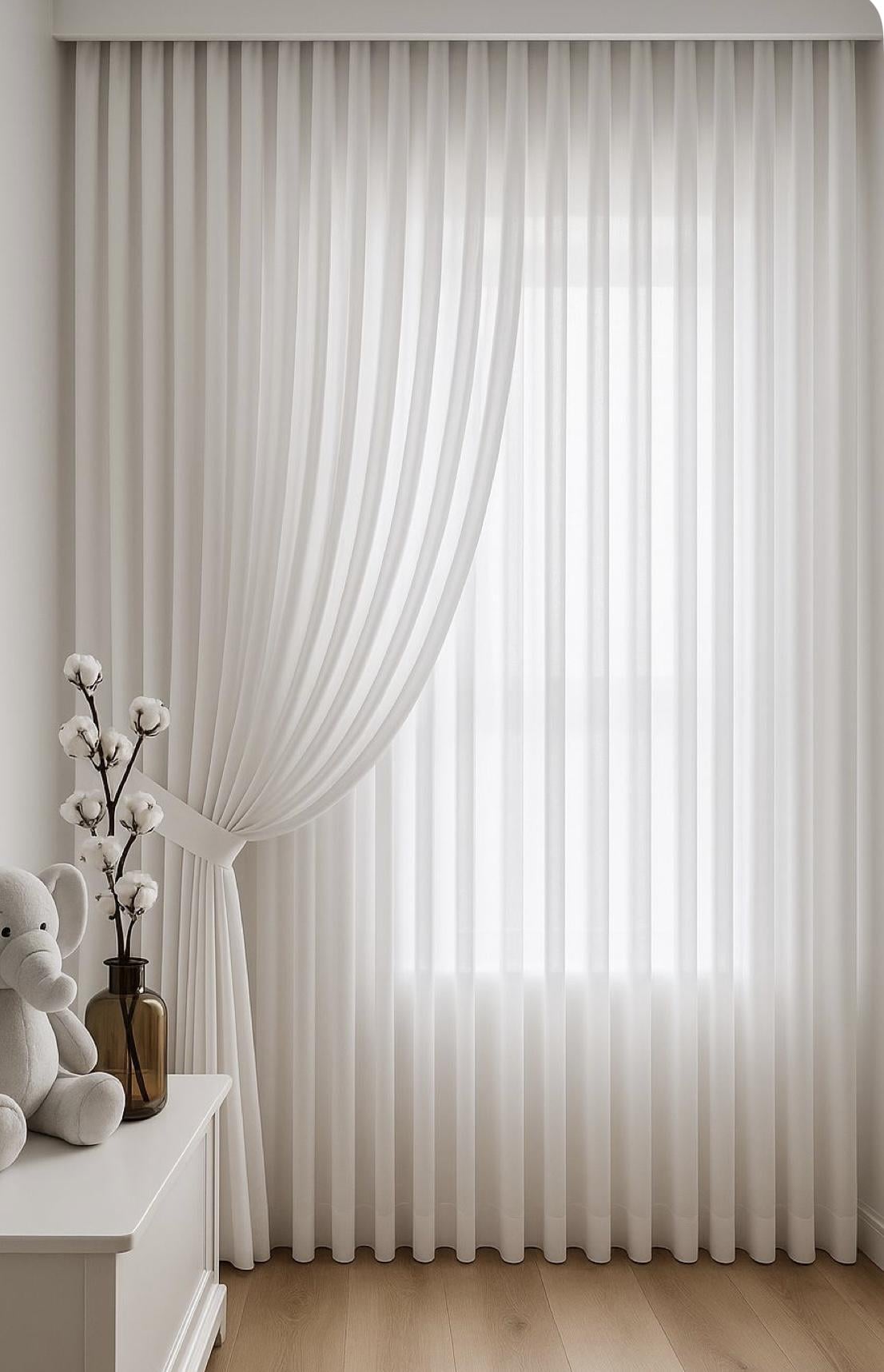 Комплект шторы/тюль шифон 2 шт. 3x2,5м/1 шт. 6х2,5 м Молочный (019дк)