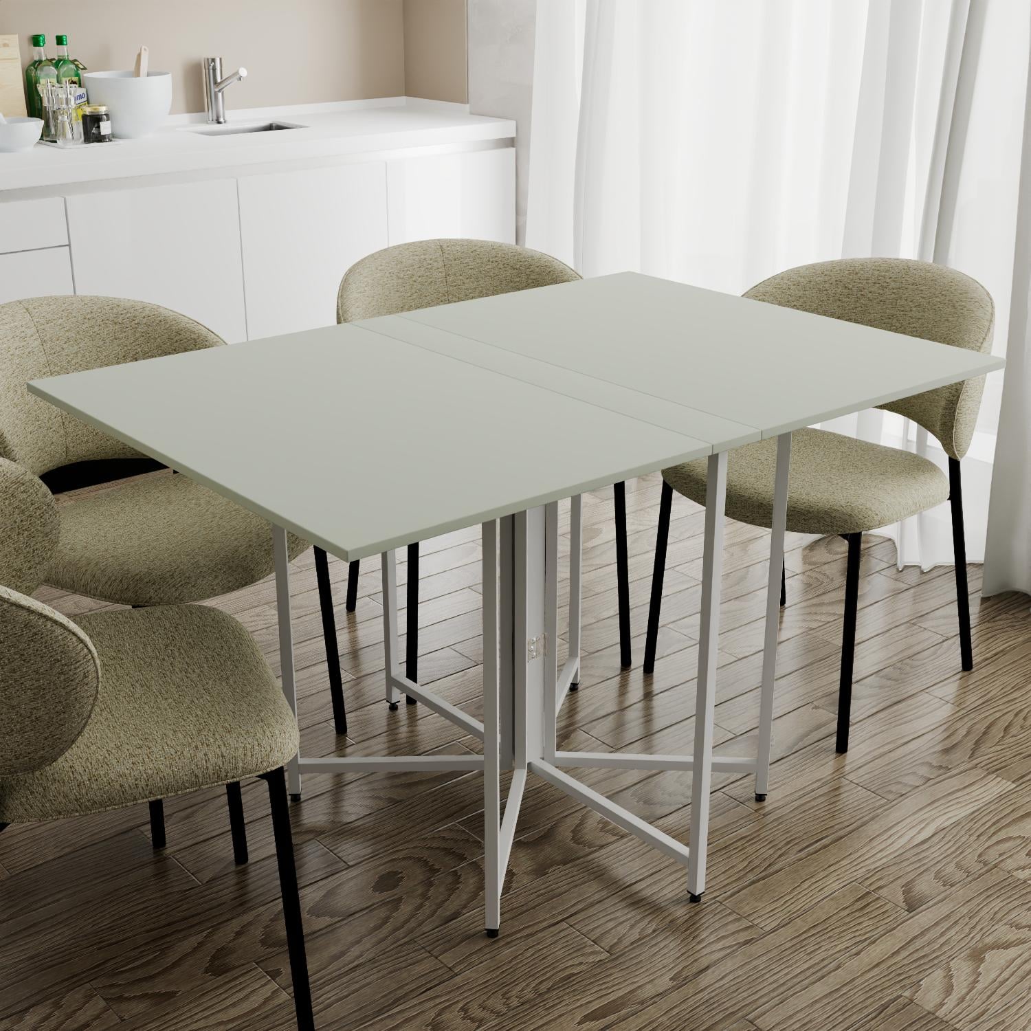 Розкладний стіл-трансформер книжка Моріс 3 Ferrum-decor 75x130x90 Білий метал ДСП Кашемір 16 мм (FRD-107511)
