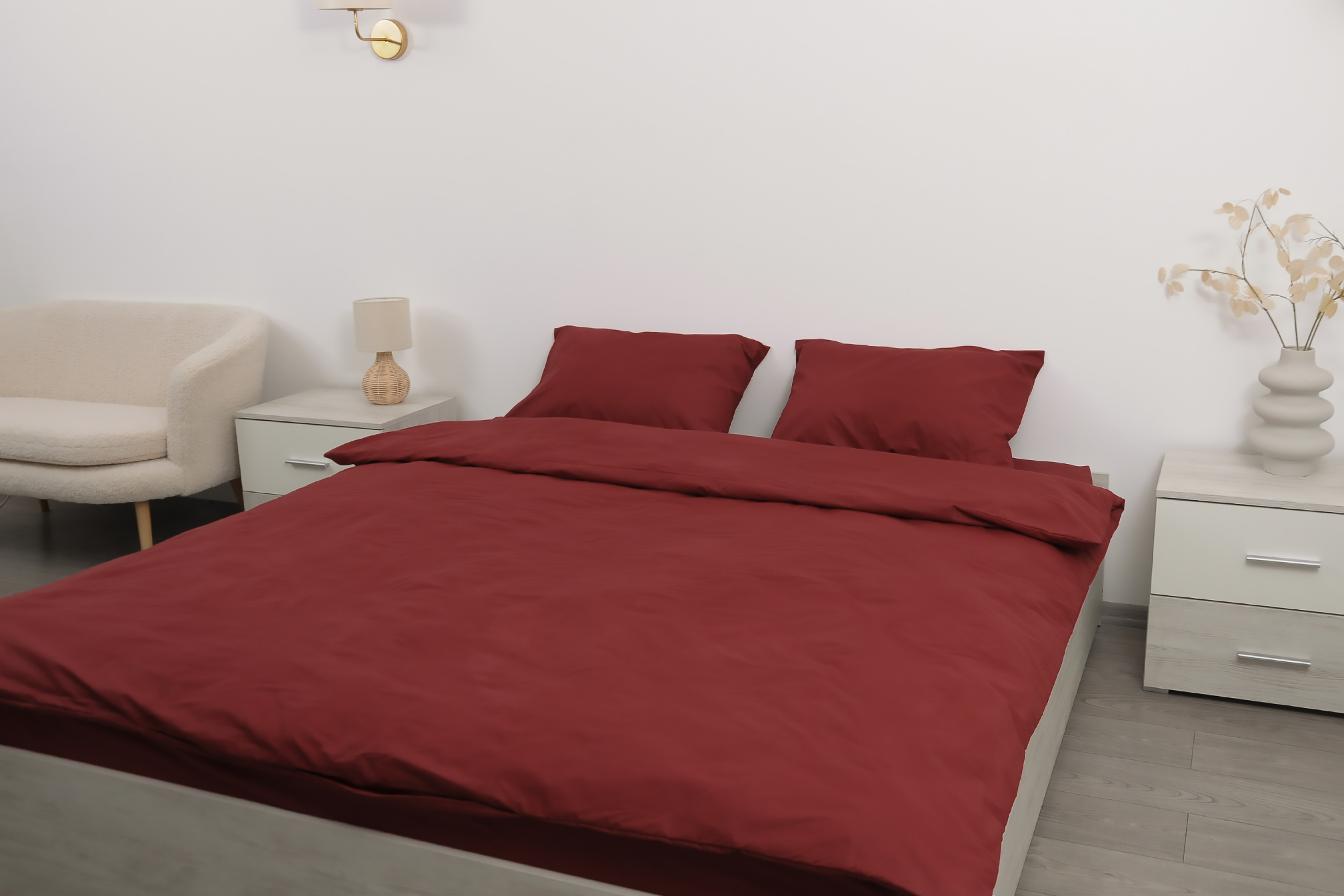 Комплект постельного белья двуспальный Amore Glux-1064 бязь Бордовый (KPB-A2-GLux-1064(50x70)_) - фото 2 Комплект постельного белья двуспальный Amore Glux-1064 бязь Бордовый (KPB-A2-GLux-1064(50x70)_) - фото 2