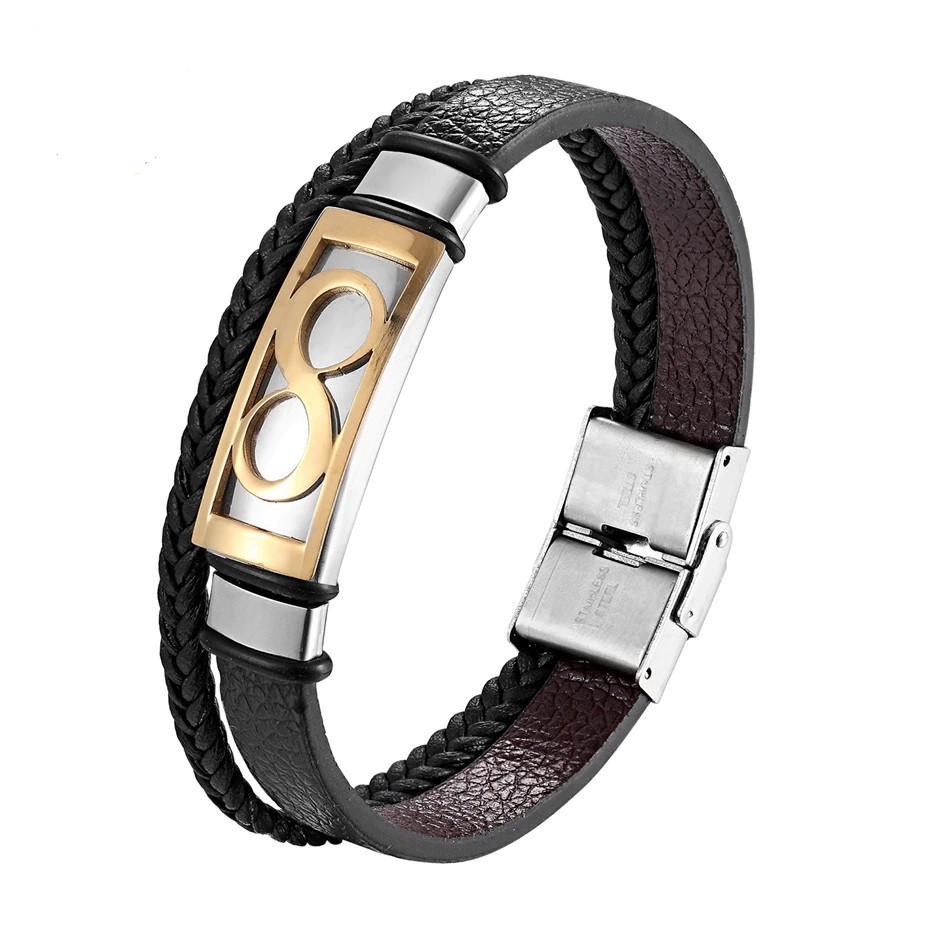 Браслет Infinity кожаный 17 см Gold (23.01.01.IG1)
