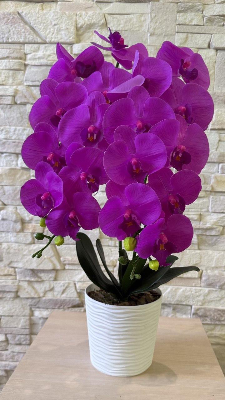 Вазон орхідея ПЛАСТМАКС латексна на дві гілки Бузковий (O26) - фото 2