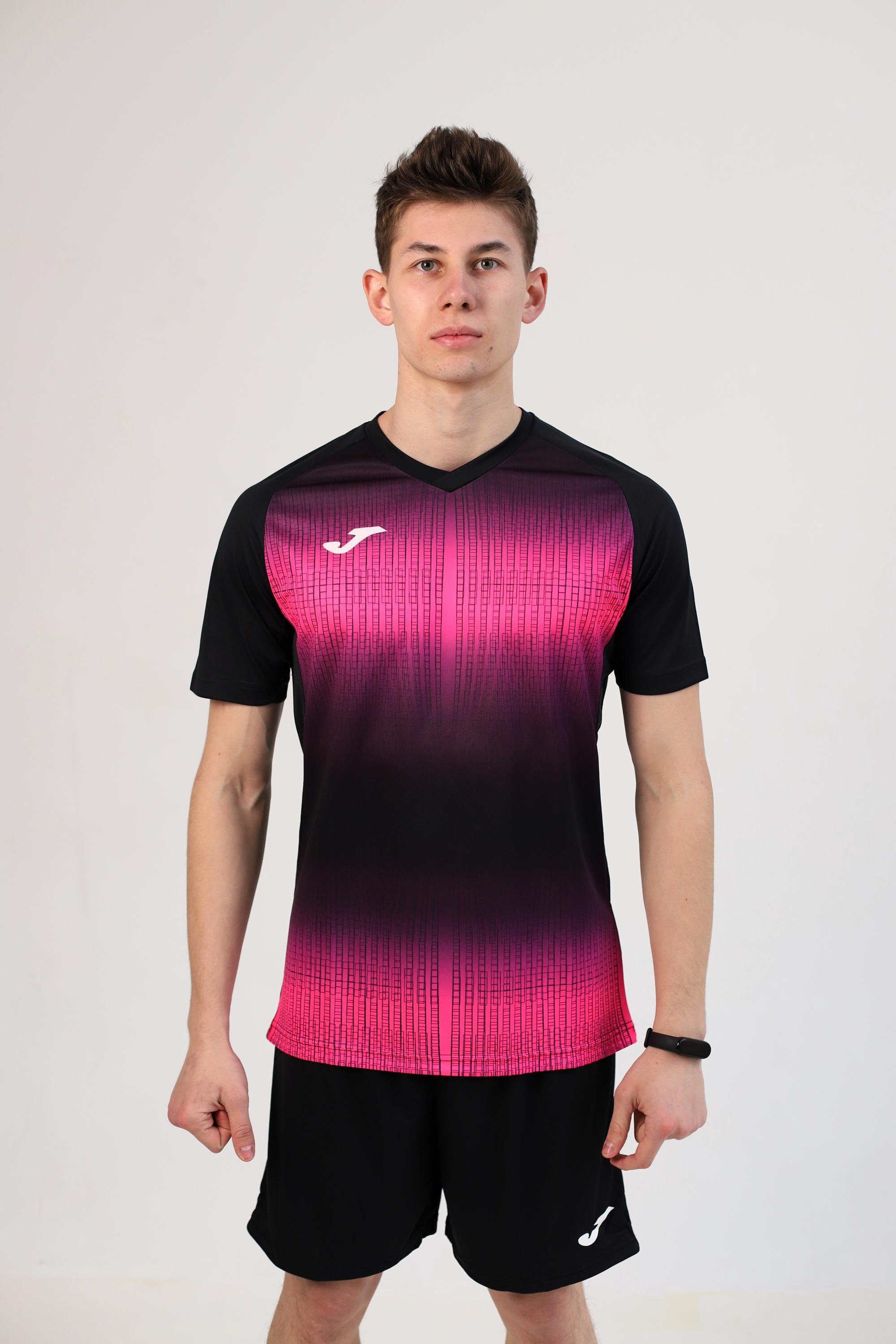 Футболка Joma 103235.118 Tiger V Short Sleeve T-Shirt M Black Fluor/Pink (8445757237378) - фото 1