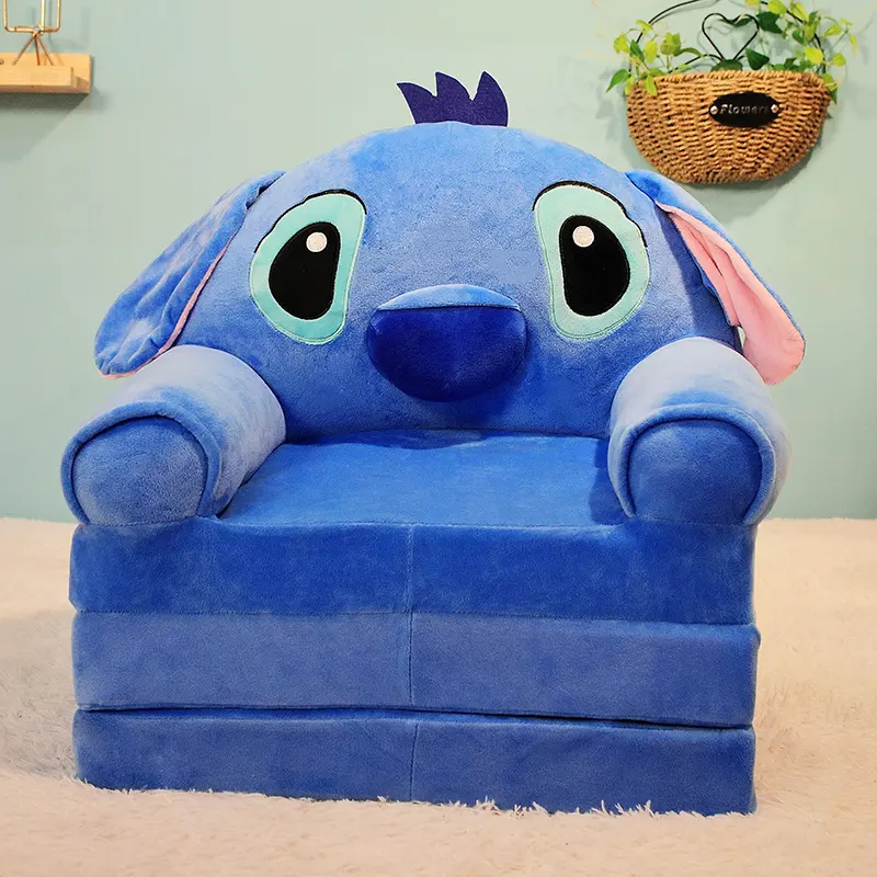 Детское кресло-кровать трансформер мягкое Стич 50 см Синий