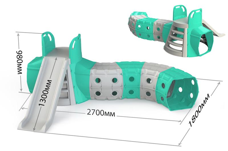 Детская горка Doloni с тоннелем 270х98х50 см Серый/Бирюзовый (01470/1) - фото 2 Детская горка Doloni с тоннелем 270х98х50 см Серый/Бирюзовый (01470/1) - фото 2