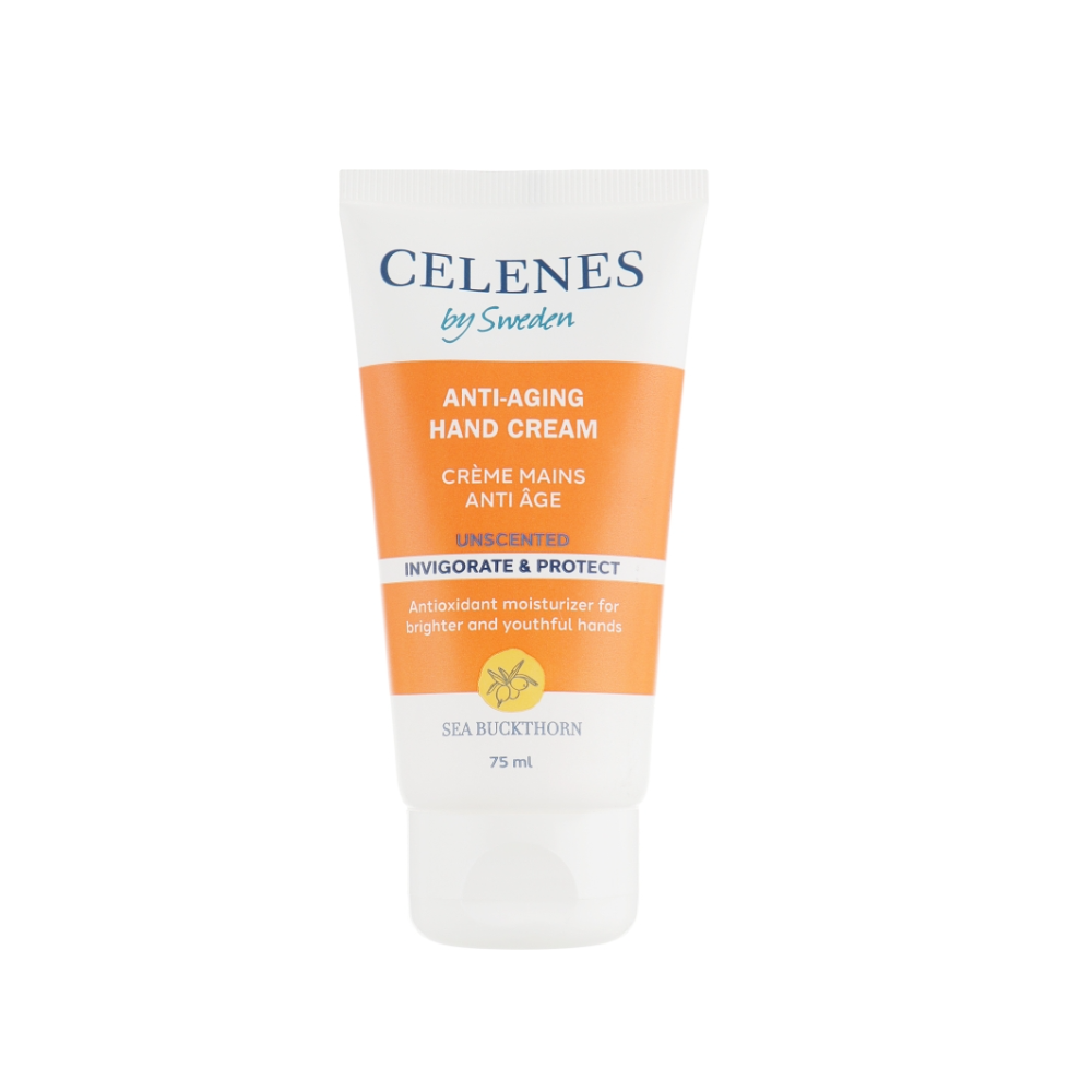 Крем для рук антивіковий з обліпихою для шкіри всіх типів CELENES Sea Buckthorn Antiaging Hand Cream Unscented All Skin Types 75 мл (5160081) Крем для рук антивіковий з обліпихою для шкіри всіх типів CELENES Sea Buckthorn Antiaging Hand Cream Unscented All Skin Types 75 мл (5160081)