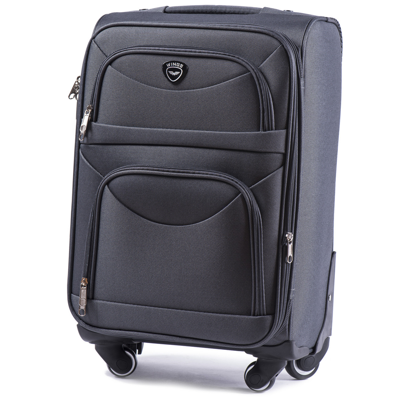 Чемодан ручная кладь Wings 6802 малый на 4 колесах 54х46х22 см Серый