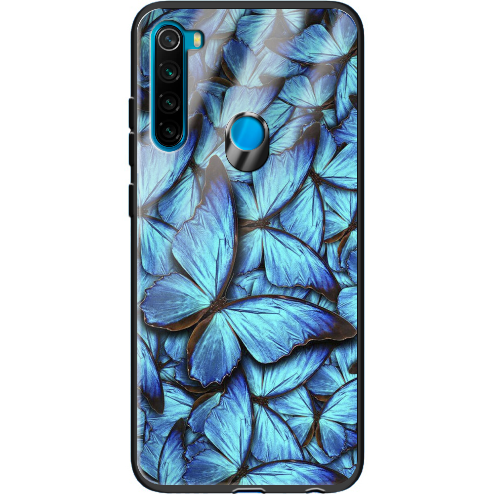 Чехол Boxface Xiaomi Redmi Note 8 лазурные бабочки Черный силикон со стеклом (38214-up1550-38351)