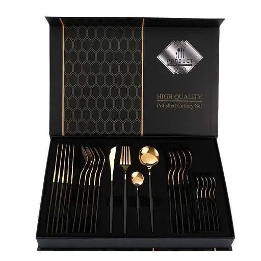 Набор столовых приборов на 6 персон Kitchen Ware 24 шт. ложки Золотисто-Черный