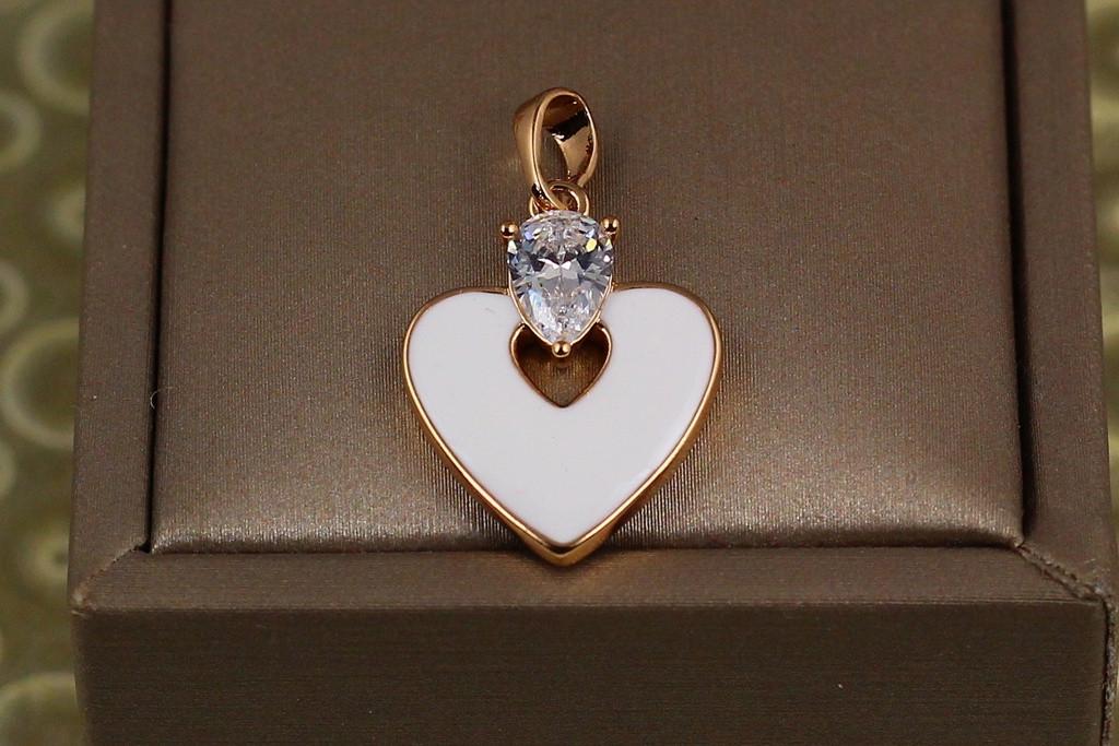 Кулон Xuping Jewelry сердце с белой керамикой 2 см Золотистый (2559516526)