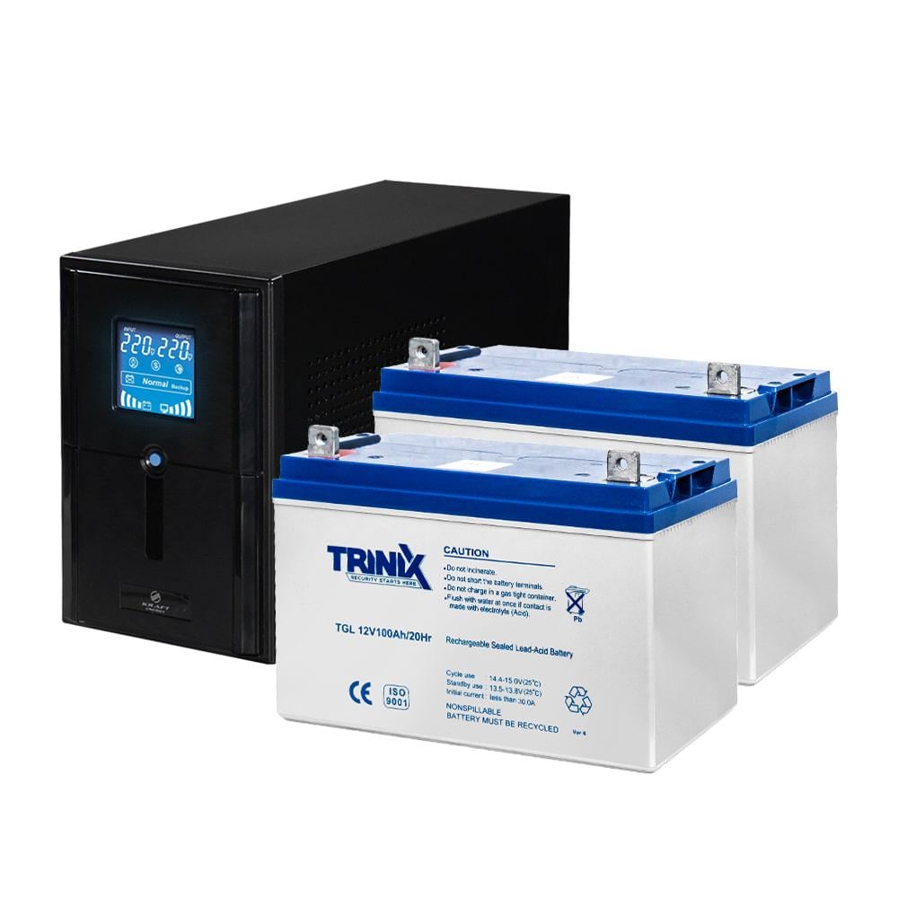 комплект резервного питания Kraft UPS PSW-1000VA LCD 800W 24V и аккумулятор Trinix GEL 100 Ah 2 шт. (42-00061-6)