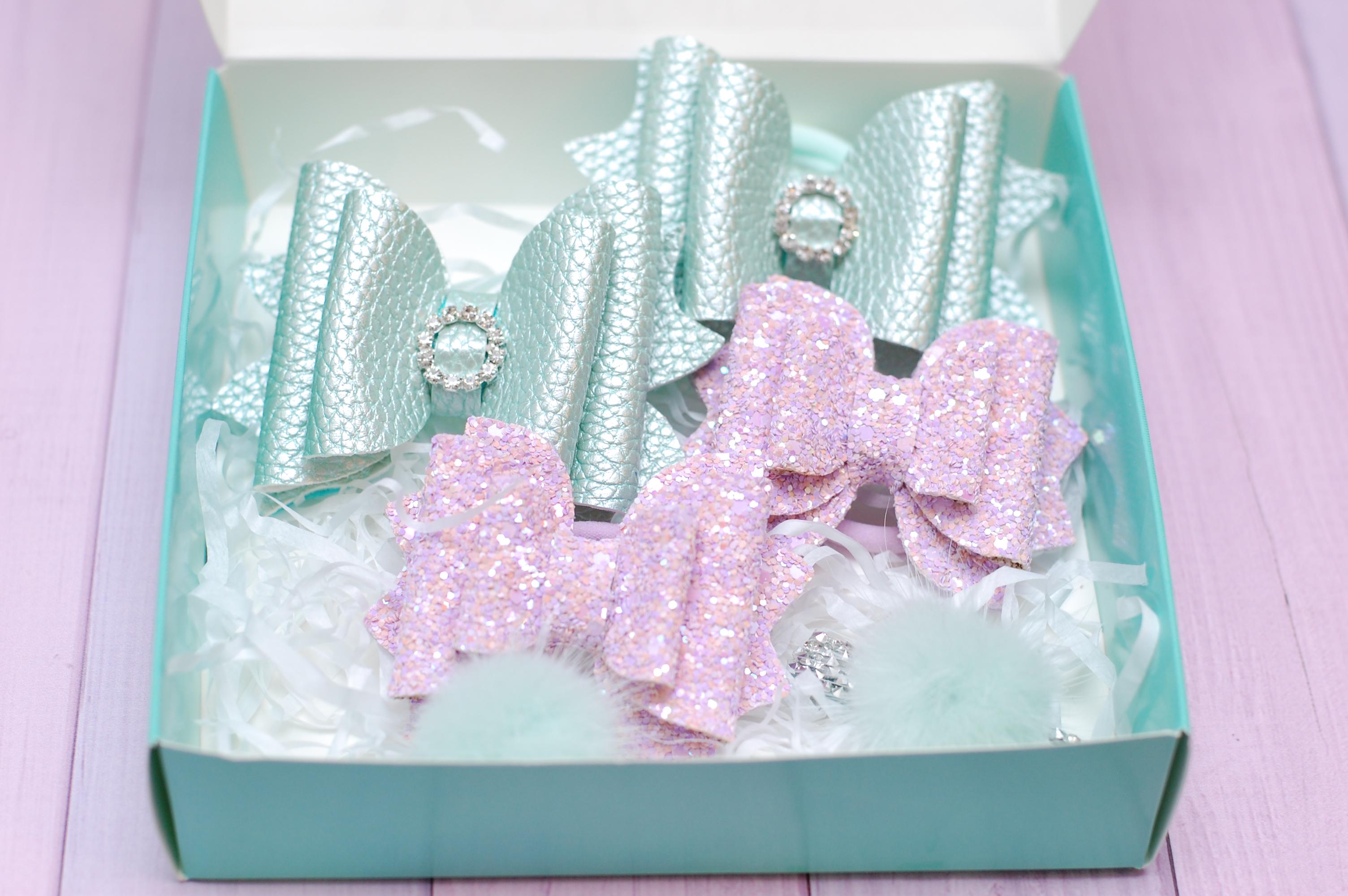 Набор резинки/заколки-банты для волос для девочки Mint (448 об)