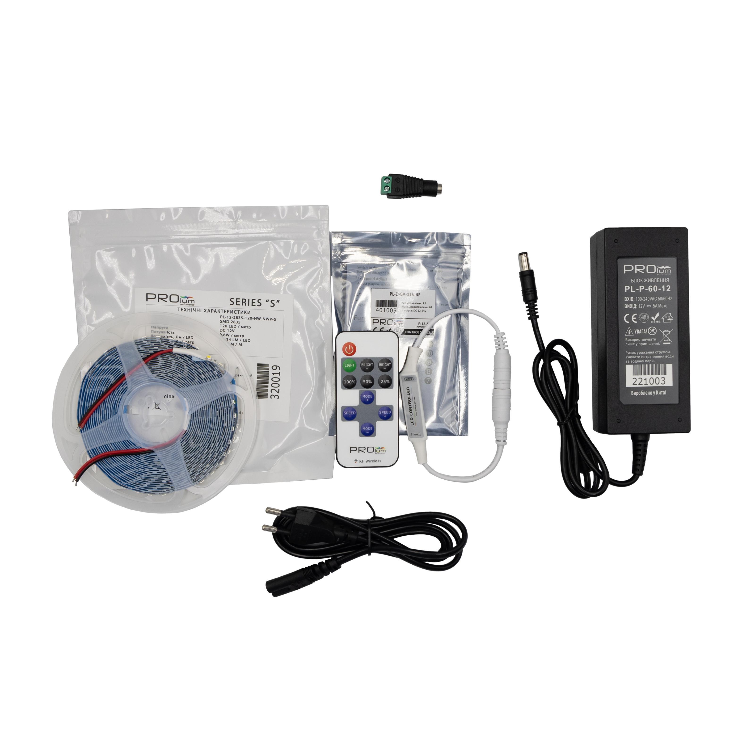 Светодиодная лента Prolum IP20 Series-K 5M готовый набор 12V Нейтральный Белый (28748730)
