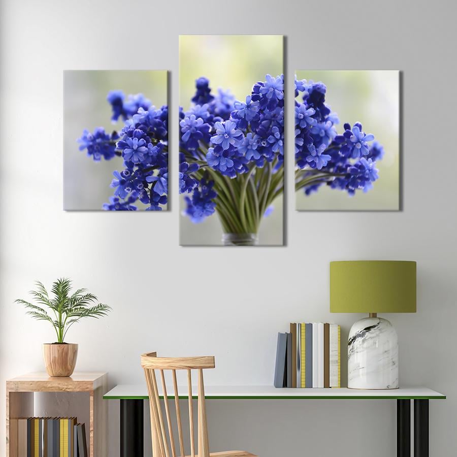 Картина на холсте триптих Букет нежных незабудок 66x40 см (863-32)