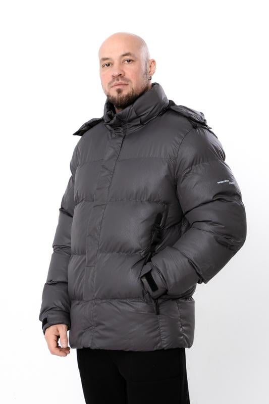 Куртка зимова стьобана чоловіча однотонна з відстібним капюшоном Носи Своє р. 50 Графітовий (16240) - фото 2 Куртка зимова стьобана чоловіча однотонна з відстібним капюшоном Носи Своє р. 50 Графітовий (16240) - фото 2