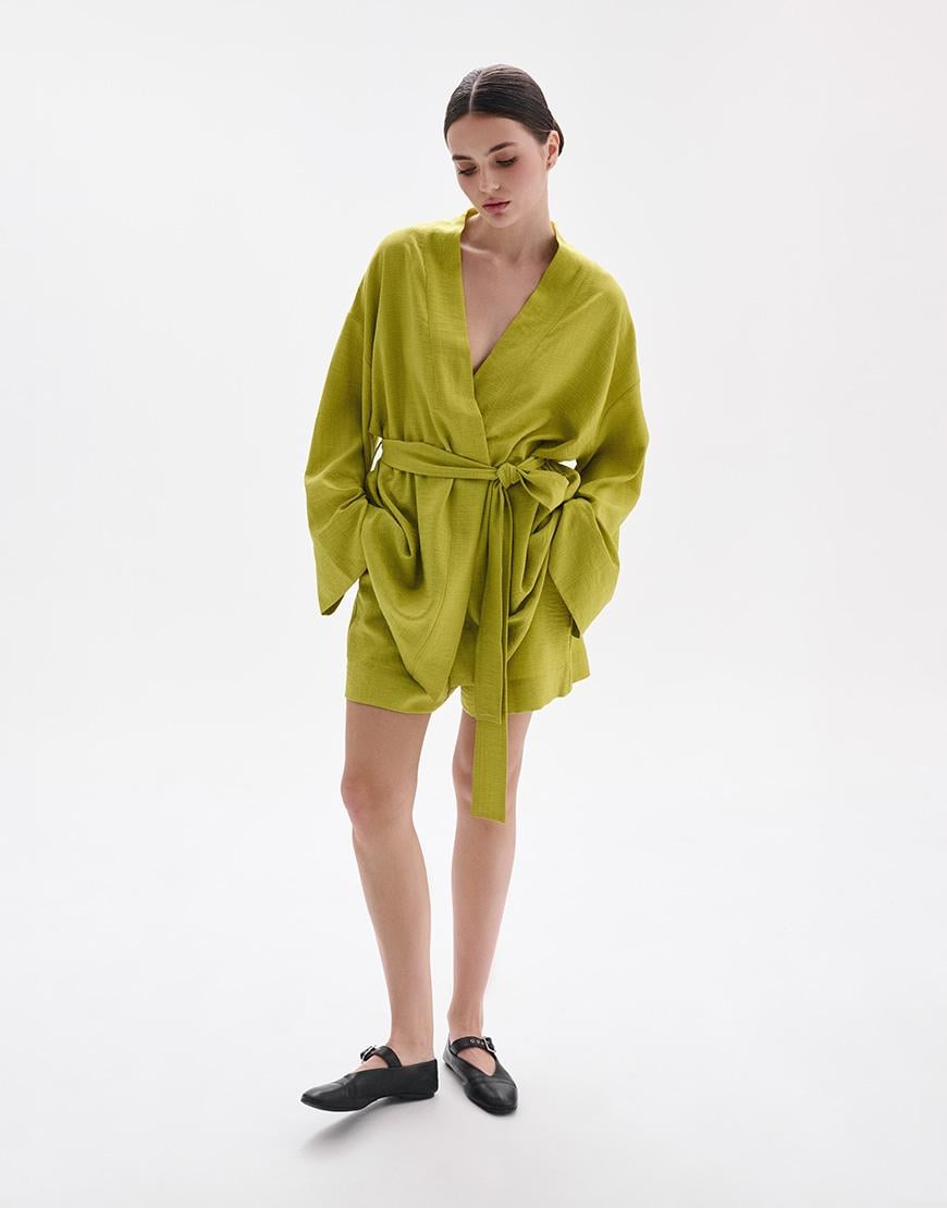 Костюм-кімоно з шортами жіночий FIORE BIANCO зелений M-L